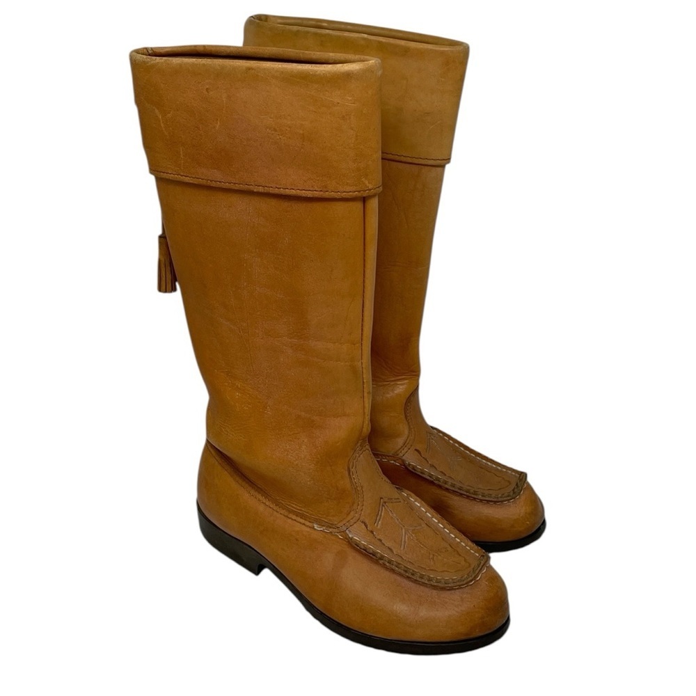 KERO Tan Reindeer Leather Knee-High Boots Sweden Scandinavian Size 39